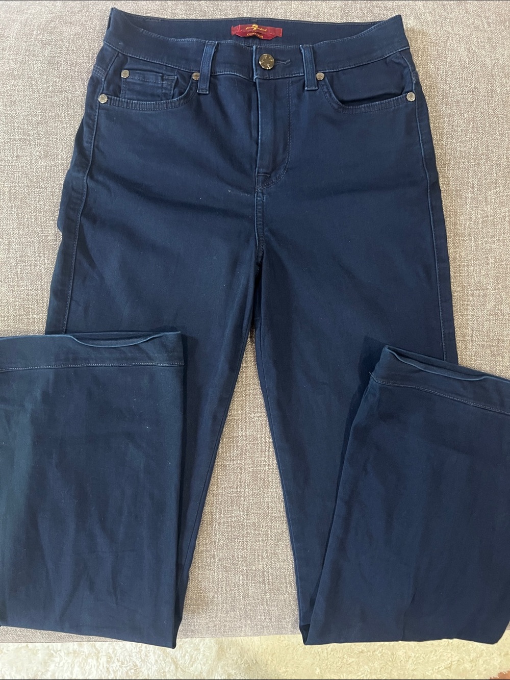 7 For All Mankind Navy Wide-Leg Stretch Jeans